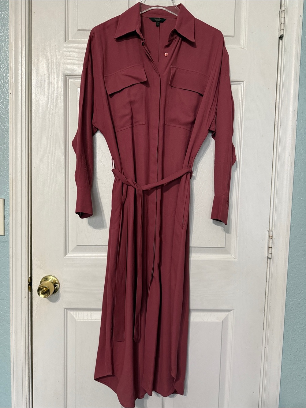 Massimo Dutti Dusty Rose Pink Belted Maxi
Shirtdress Size US 4